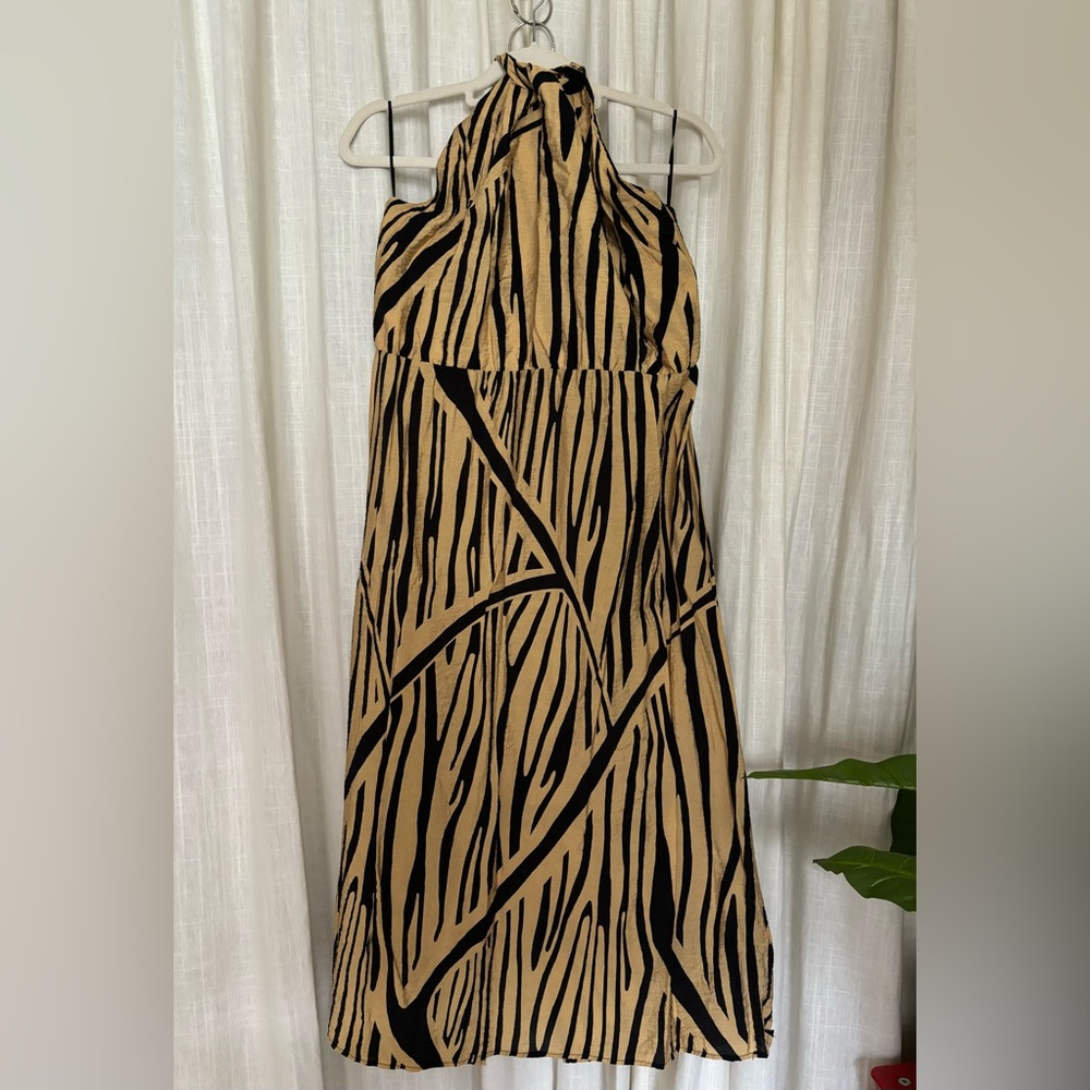 H&M Animal Print Halter Midi Dress